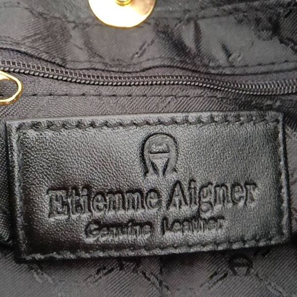 Etienne Aigner Women's Genuine Leather Dual Handle Straps Shoulder Bag Black - Picture 7 of 7
